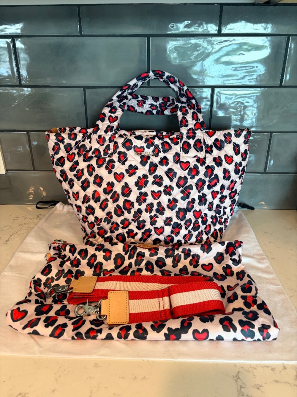 MZ Wallace Small Metro Tote Deluxe Heart Leopard